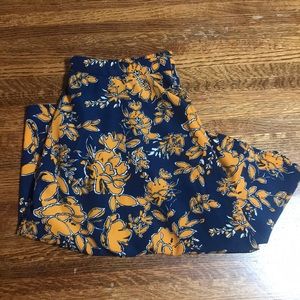 Blue and Orange Floral A-Line Skirt